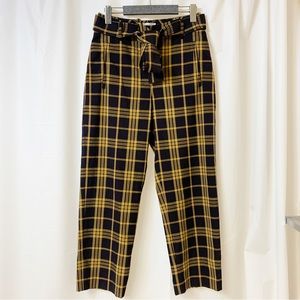 Aritzia Wilfred Tie-Front Pant Yellow Plaid Size 4